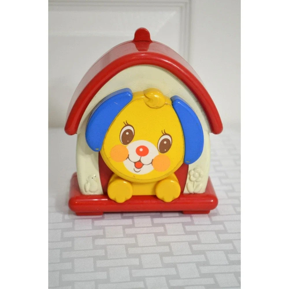 Vintage Fisher Price Kiddicraft Happy Puppy Wind Up Musical Toy #5617 *WORKS*